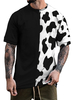 T-Shirts Lässiger Jewel Neck Leopardenmuster mit kurzen Ärmeln