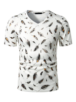 T-Shirts V-Ausschnitt Federdruck Kurzarm T-Shirts