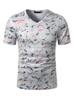 T-Shirts V-Ausschnitt Federdruck Kurzarm T-Shirts