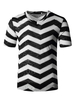 T-Shirts V-Ausschnitt Zickzack Wellenförmiger Streifendruck Kurzarm-T-Shirts