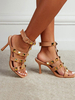 T-Strap Heels Kaffeebraun Offene Zehe Chunky Heels T-Typ Bandage PU Leder Heels He