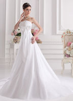 Taft A-Linie-Brautkleid mit Hof-Schleppe und Deko-Applikation in Weiß