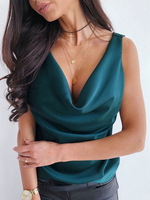 Tank Top Cowl Ausschnitt Ärmellos Satin Like Casual Tops