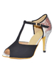 Tanz der Frauen Schuhe Glitter zwei Ton T-Type Peep Toe Pfennigabsatz Ballsaal Schuhen mit hohen Absätzen