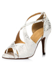 Tanz der Frauen Schuhe Silber Kreuz und quer durch Peep High Heels Ballsaal Schuhe