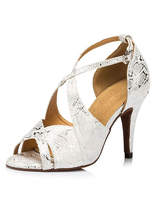Tanz der Frauen Schuhe Silber Kreuz und quer durch Peep High Heels Ballsaal Schuhe
