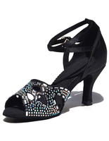 Tanz Schuhe Damen Peep High Heel Ballsäle Ankle Strap Pfennigabsatz schwarz