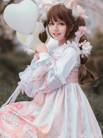 Tea Party Lolita T-Shirt Weiße Langarmschleifen Polyester Süße Lolita Bluse