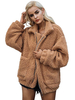 Teddy Jacke Kunstfell Damen Winter Jacke Langarm mit Taschen Teddy Mantel