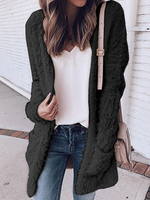 Teddy Jacke Kunstfell Damen Winter Jacke Langarm und Taschen Teddy Mantel