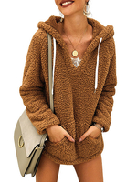Teddy Jacke Kunstfell Damen Winter Jacke Langarm und Wrap Teddy Mantel