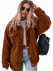 Teddy Jacke Polyester Damen Winter Jacke Langarm mit Taschen Teddy Mantel