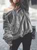 Teddy Jacke Polyester Damen Winter Jacke Langarm und Durchziehband Teddy Mantel