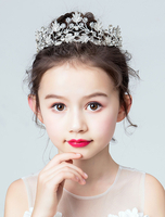 Tiara Blumenmädchen Krone Kopfschmuck Strass Royal Hochzeit Haarschmuck für Kinder