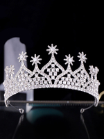 Tiara Crown Hochzeit Silber Kopfschmuck Strass Braut Haarschmuck