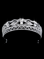 Tiara Hochzeit Braut Krone Silber Prinzessin Kopfschmuck Strass Royal Haarschmuck