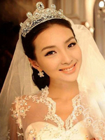 Tiara Hochzeit Silber Braut Krone Prinzessin Kopfschmuck Strass Royal Haarschmuck