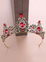 Tiara-Krone; die rote königliche barocke Kopfschmuckrhinestone-Brauthaarzusätze Wedding ist