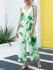 Tie Dye Jumpsuit V-Ausschnitt Button Wide Leg Jumpsuit