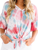 Tie Dye T-Shirt Halbarm V-Ausschnitt Frauen T-Shirt
