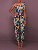 Tiefblauer bedruckter Sommeranzug aus Stretch-Polyester