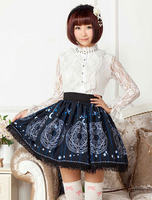 Tiefes Blau gedruckt aus Polyester Lolita Rock für Mädchen
