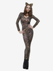 Tier-Strumpfanzug Halloween Sexy Catsuit für Damen mit Leopardenmuster Zentai-Kostüme