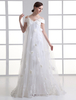 Tüll A-Linie-Brautkleid mit Blumen-Applikation und Schleppe in Elfenbeinfarbe