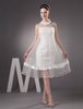 Tüll A-Linie-Brautkleid mit Halter und Schleife; wadenlang