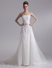 Tüll A-Linie-Brautkleid mit trägerlosem Design und Kunstdiamanten in Elfenbeinfarbe; mit Hof-Schleppe