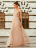 Tüll Abendkleid 2021 Riemen Falten bodenlangen Brautjungfer Social Party Kleider