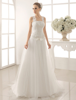 Tüll Brautkleid mit Kapelle-Schleppe in Elfenbeinfarbe