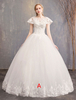 Tüll Brautkleider Ivory Jewel Lace Applique Kurzarm Prinzessin Brautkleid