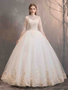 Tüll Brautkleider Prinzessin Brautkleid Illusion Kragen Halbarm bodenlangen Brautkleid