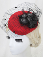 Tüll Hochzeit Hüte Black Flower Vintage Abend Hüte