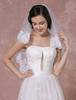 Tüll Hochzeit Schleier Dom Spitze Applique 2 Tier Pailletten Brautschleier mit Perlen
