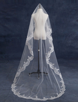 Tüll Hochzeit Schleier einer mehrstufigen Spitze Kante Wasserfall Kathedrale Braut Veils(300*150cm)
