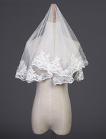 Tüll Hochzeit Schleier monistisches Applique Kante Oval Spitzenschleier für Braut