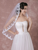 Tüll Hochzeit Schleier weißer monistisches Spitze Applique Rand Brautschleier