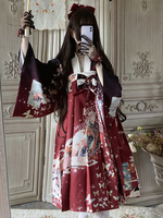 Traditionelle japanische Lolita-Mäntel Schwarzer Polyester-Blumendruck Sommer-Lolita-Mantel
