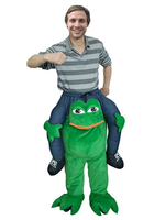 Tragen Sie mich Kostüm Frosch grün Huckepack Fahrt auf Maskottchen Unisex Erwachsene Flanell lustige Kostüme Karneval Kostüm