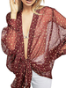 Transparente Bluse Polka Dot Langarm Kimono
