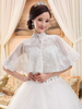 Transparente ärmellos Kunstpelze Stand Kragen Lace Hochzeit Schal für Braut