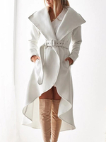 Trenchcoat mit Gürtel Frauen Wickelmantel mit unregelmäßigem Besatz