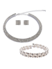 Trendiges Hochzeit Schmuck Set in Silbern mit Ohrringen und Halskette und Armreif