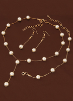 Trendiges Schmuck Set für Braut mit Ohrringen und Halskette und Armreif