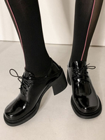 Trendy Oxfords Casual Round Toe Leder Chunky Heel Damen Oxford Kleid
