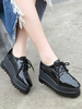 Trendy Oxfords Round Toe PU Leder Schwarz Platform PU Oxford Schuhe