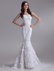 Trägerloses Mermaid-Brautkleid mit Perlen-Applikation und Curt-Schleppe in Weiß