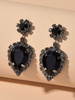 Tropfen Ohrringe Schwarz Vintage Kristall Metall Damen Schmuck